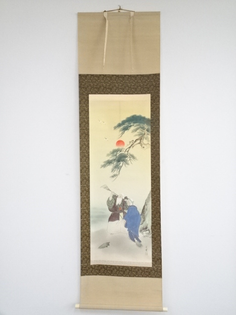JAPANESE HANGING SCROLL / HAND PAINTED / TAKASAGO